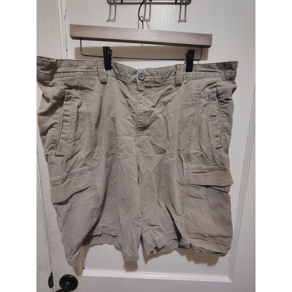 Tommy Bahama Mens Cargo Shorts 42 Khaki Tan Cotton Blend Shark Print Lining Lg